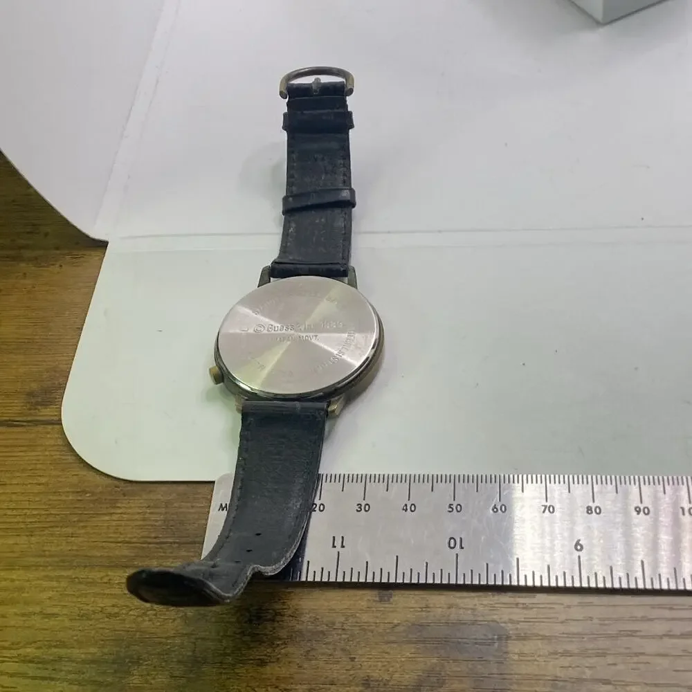 Guess Womens Vintage Black Leather Watch 1989 New Battery Works
